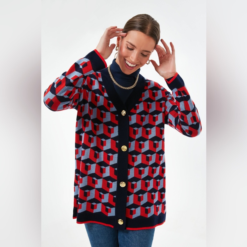 Tuckernuck Lauren Geometric Cardigan Sweater, sz XS